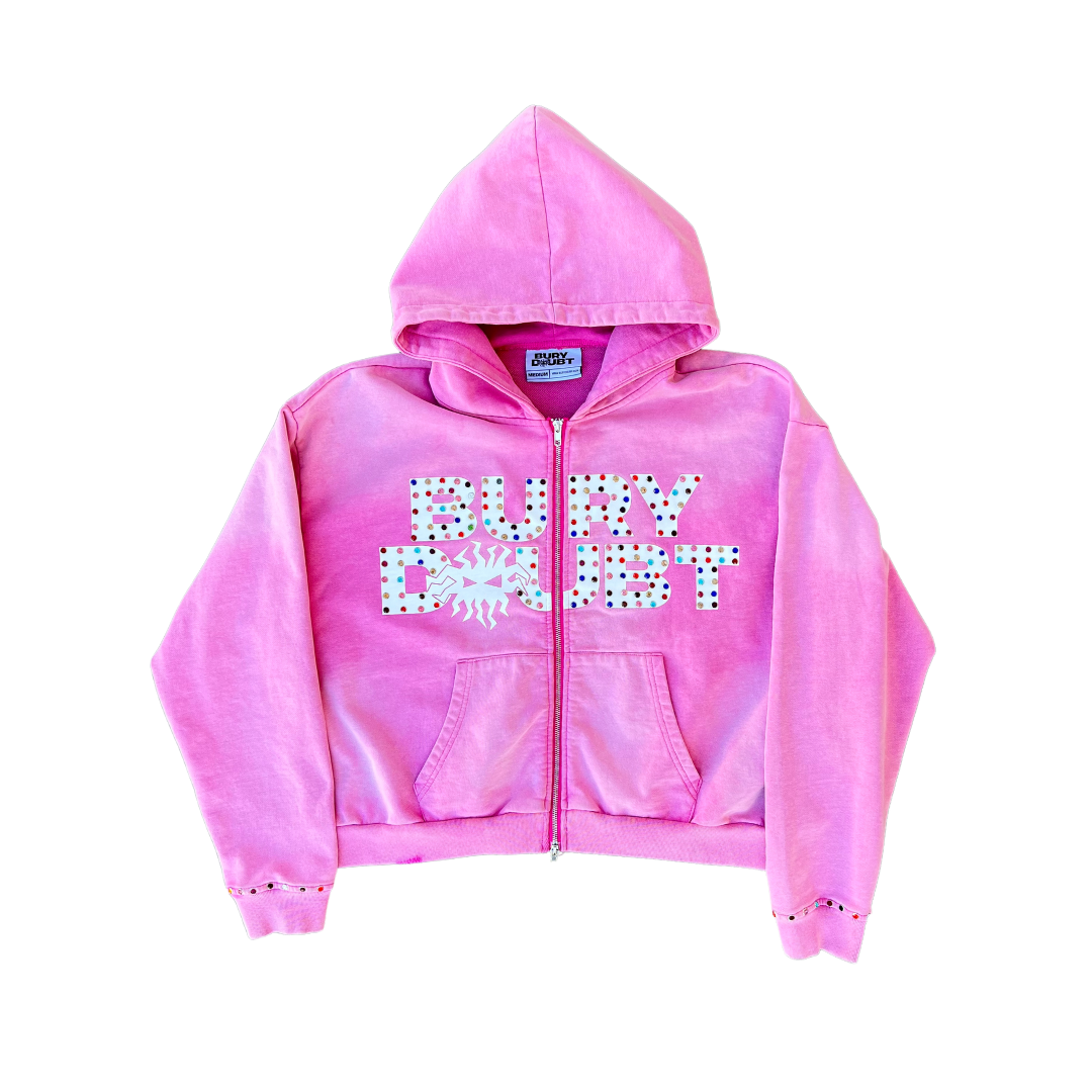 "RADIANT" GEM ZIP UP (WASHED PINK)