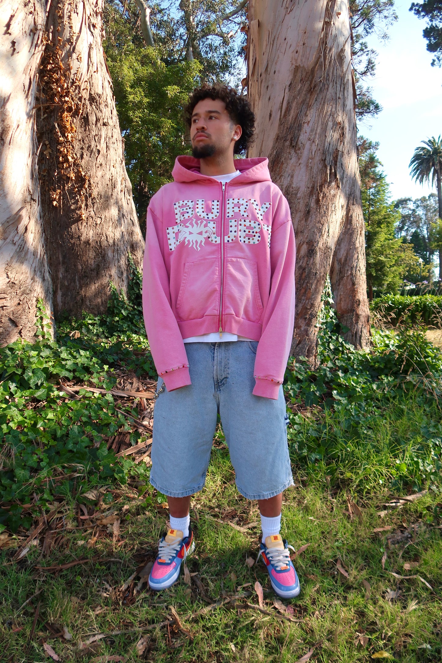 "RADIANT" GEM ZIP UP (WASHED PINK)