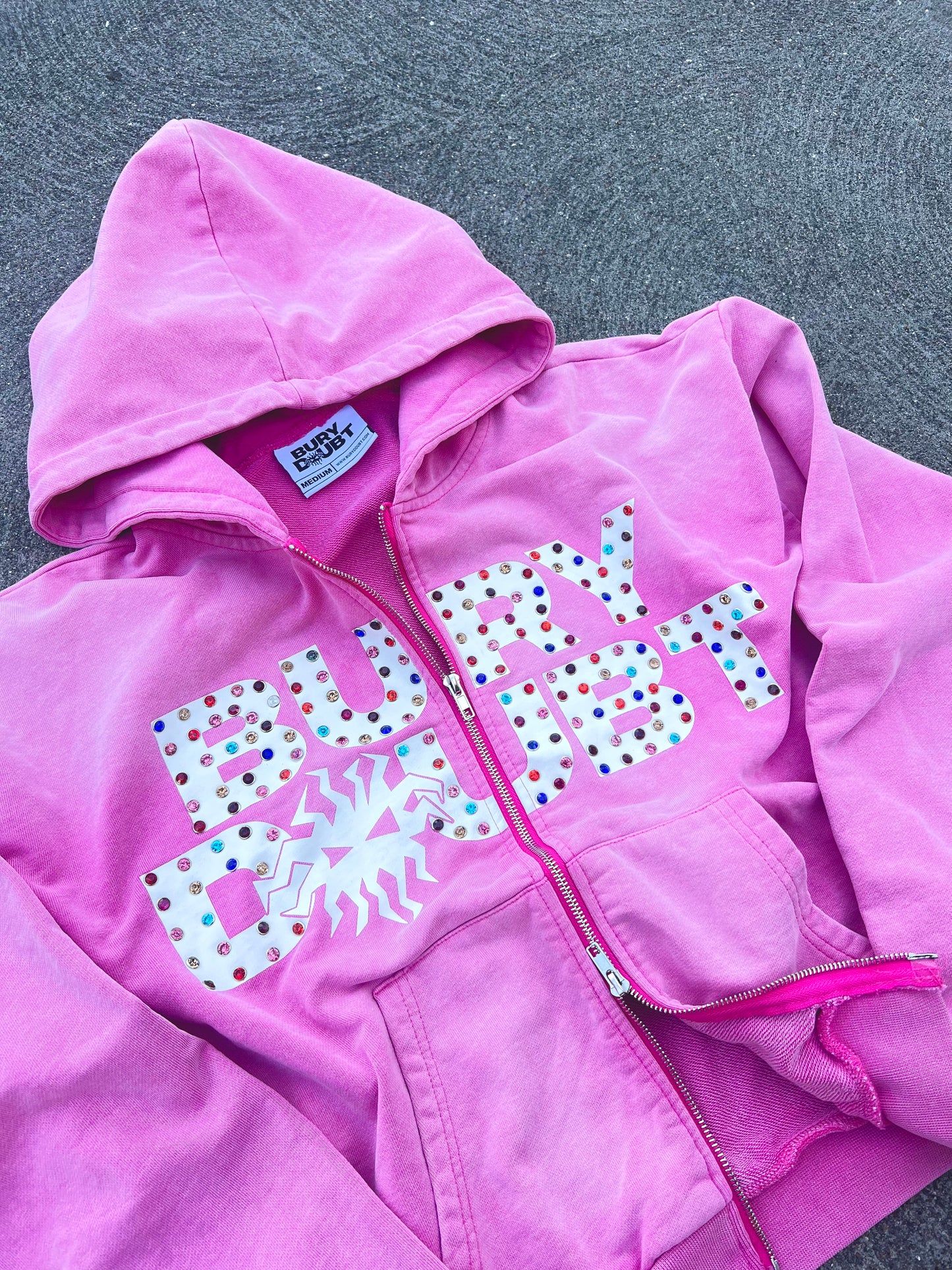 "RADIANT" GEM ZIP UP (WASHED PINK)