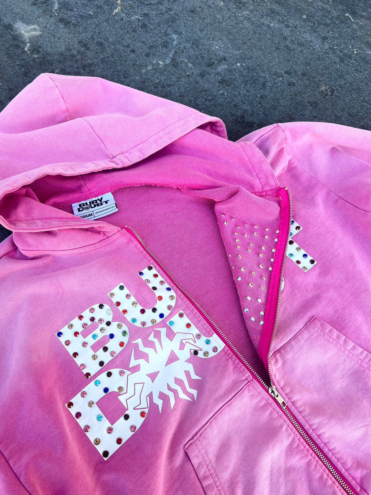 "RADIANT" GEM ZIP UP (WASHED PINK)